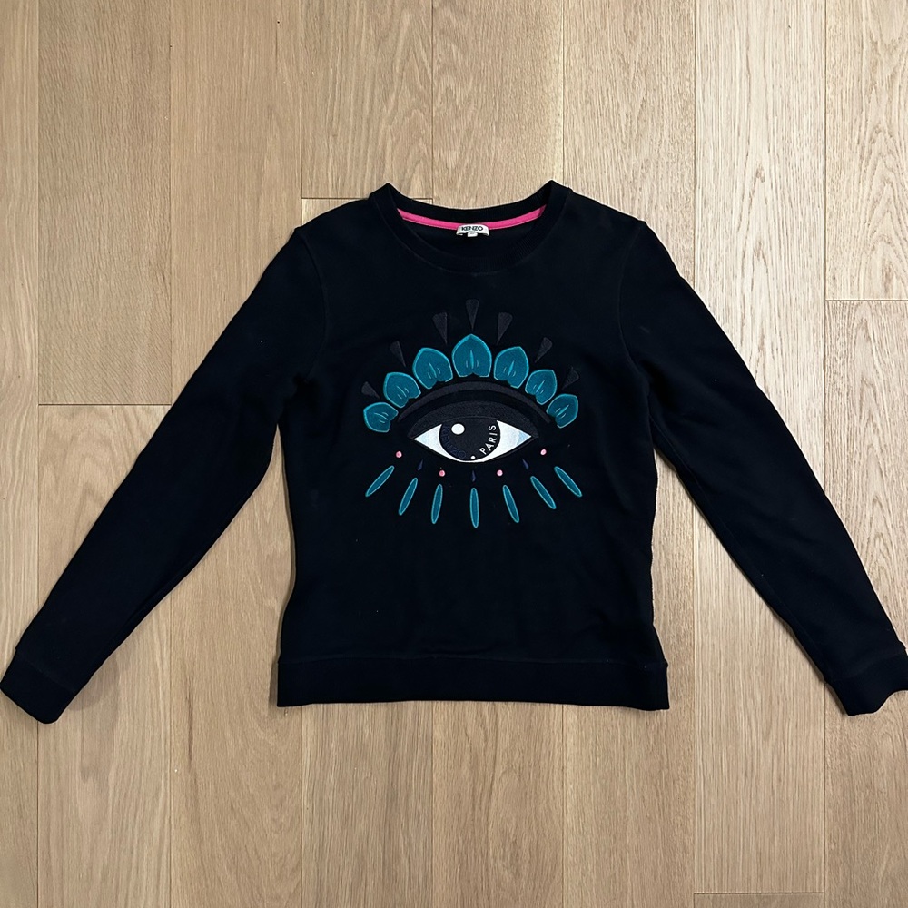 Kenzo Black Crew Neck Sweater with Eye Design